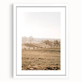 Farmhouse Wall Art – Misty Morning Fields Print for Rustic Country Decor