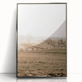 Farmhouse Wall Art – Misty Morning Fields Print for Rustic Country Decor