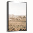 Farmhouse Wall Art – Misty Morning Fields Print for Rustic Country Decor