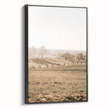 Farmhouse Wall Art – Misty Morning Fields Print for Rustic Country Decor