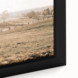 Farmhouse Wall Art – Misty Morning Fields Print for Rustic Country Decor