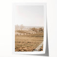 Farmhouse Wall Art – Misty Morning Fields Print for Rustic Country Decor