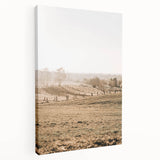 Farmhouse Wall Art – Misty Morning Fields Print for Rustic Country Decor