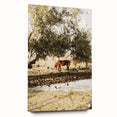 Farmhouse Wall Art – Grazing Horse by Pond Print for Rustic Country Decor