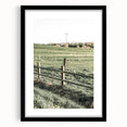 Farmhouse Wall Art – Green Pastures and Wooden Fence Print for Country Decor
