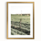 Farmhouse Wall Art – Green Pastures and Wooden Fence Print for Country Decor