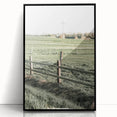 Farmhouse Wall Art – Green Pastures and Wooden Fence Print for Country Decor