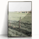 Farmhouse Wall Art – Green Pastures and Wooden Fence Print for Country Decor