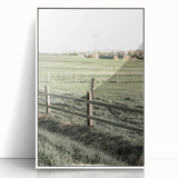 Farmhouse Wall Art – Green Pastures and Wooden Fence Print for Country Decor