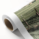 Farmhouse Wall Art – Green Pastures and Wooden Fence Print for Country Decor