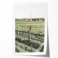 Farmhouse Wall Art – Green Pastures and Wooden Fence Print for Country Decor