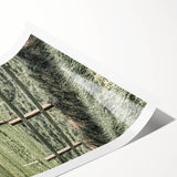 Farmhouse Wall Art – Green Pastures and Wooden Fence Print for Country Decor