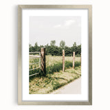 Farmhouse Wall Art – Rustic Fence and Gate Print for Country Decor