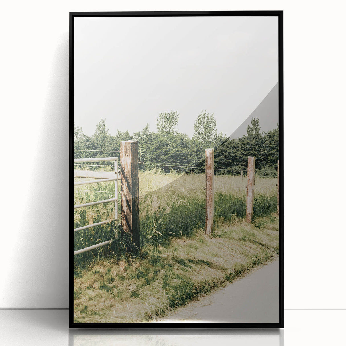 Farmhouse Wall Art – Rustic Fence and Gate Print for Country Decor