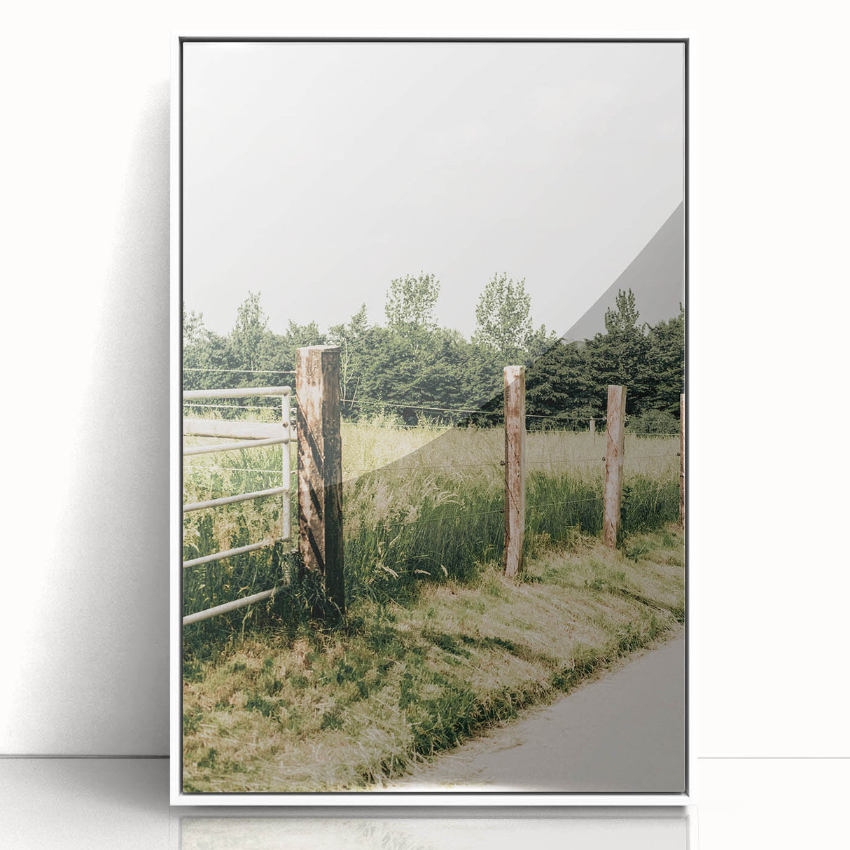 Farmhouse Wall Art – Rustic Fence and Gate Print for Country Decor