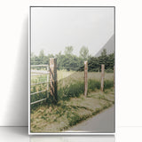 Farmhouse Wall Art – Rustic Fence and Gate Print for Country Decor