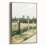 Farmhouse Wall Art – Rustic Fence and Gate Print for Country Decor