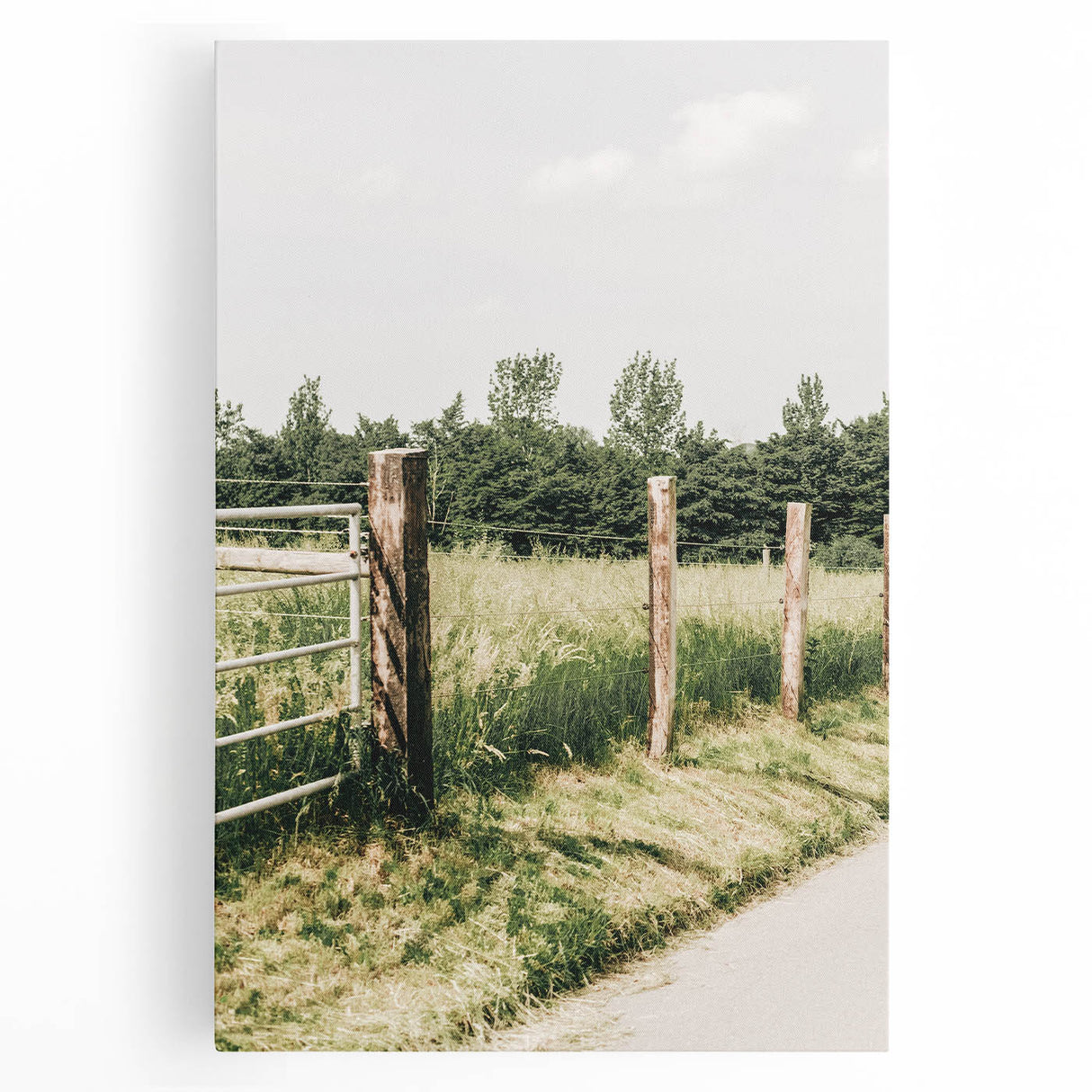 Farmhouse Wall Art – Rustic Fence and Gate Print for Country Decor
