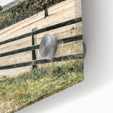 Farmhouse Wall Art – Fenced Pasture with Trees Print for Rustic Decor