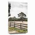 Farmhouse Wall Art – Fenced Pasture with Trees Print for Rustic Decor