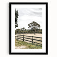 Farmhouse Wall Art – Fenced Pasture with Trees Print for Rustic Decor