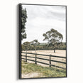 Farmhouse Wall Art – Fenced Pasture with Trees Print for Rustic Decor