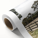 Farmhouse Wall Art – Fenced Pasture with Trees Print for Rustic Decor