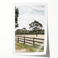 Farmhouse Wall Art – Fenced Pasture with Trees Print for Rustic Decor