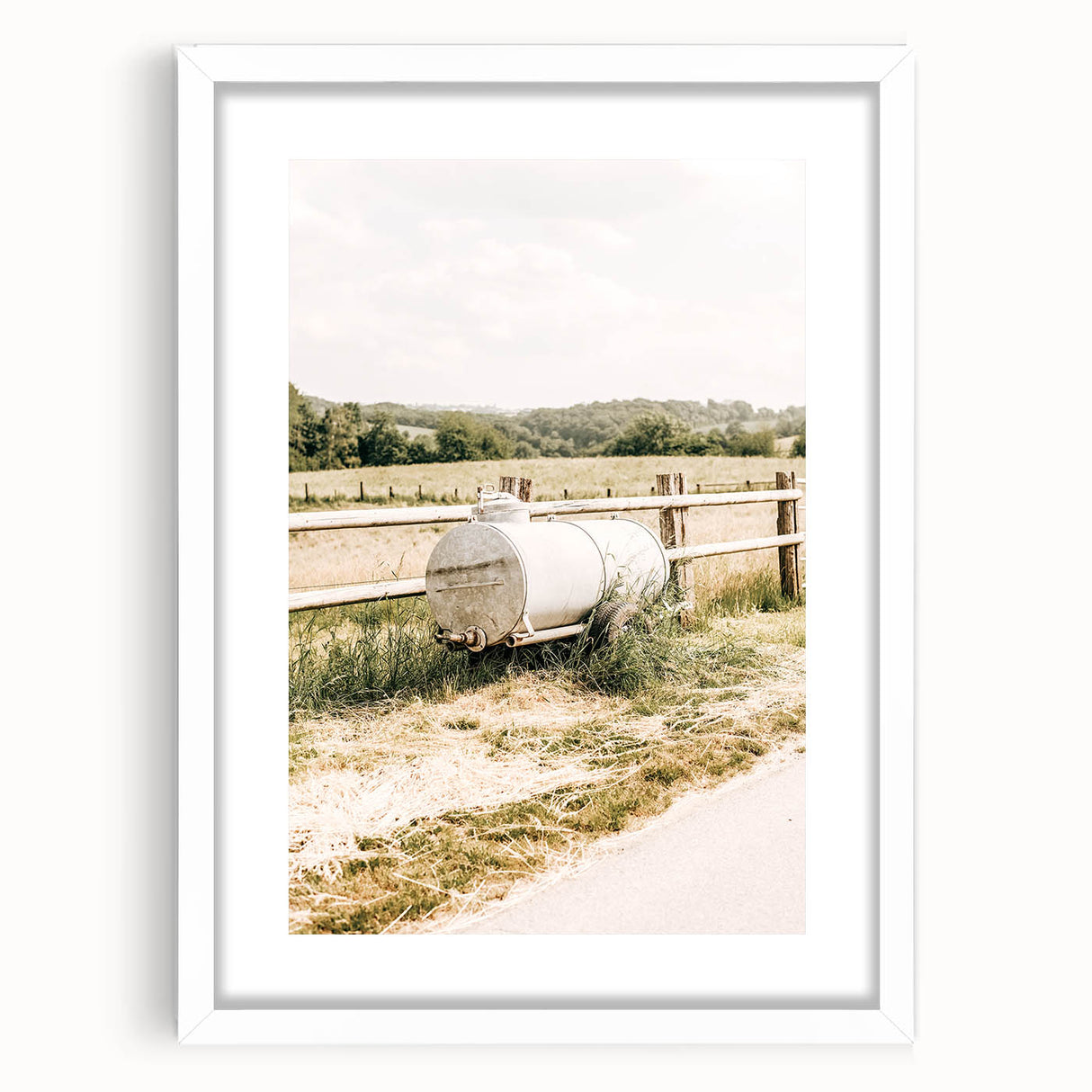 Farmhouse Wall Art – Metal Tank and Fence Print for Rustic Country Decor