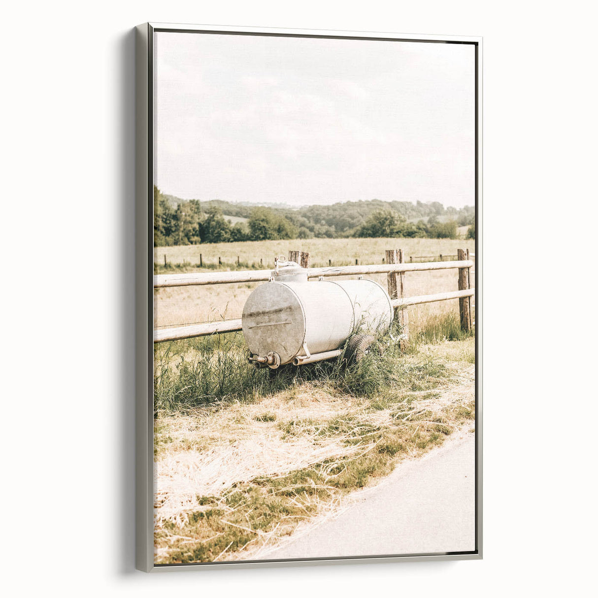 Farmhouse Wall Art – Metal Tank and Fence Print for Rustic Country Decor