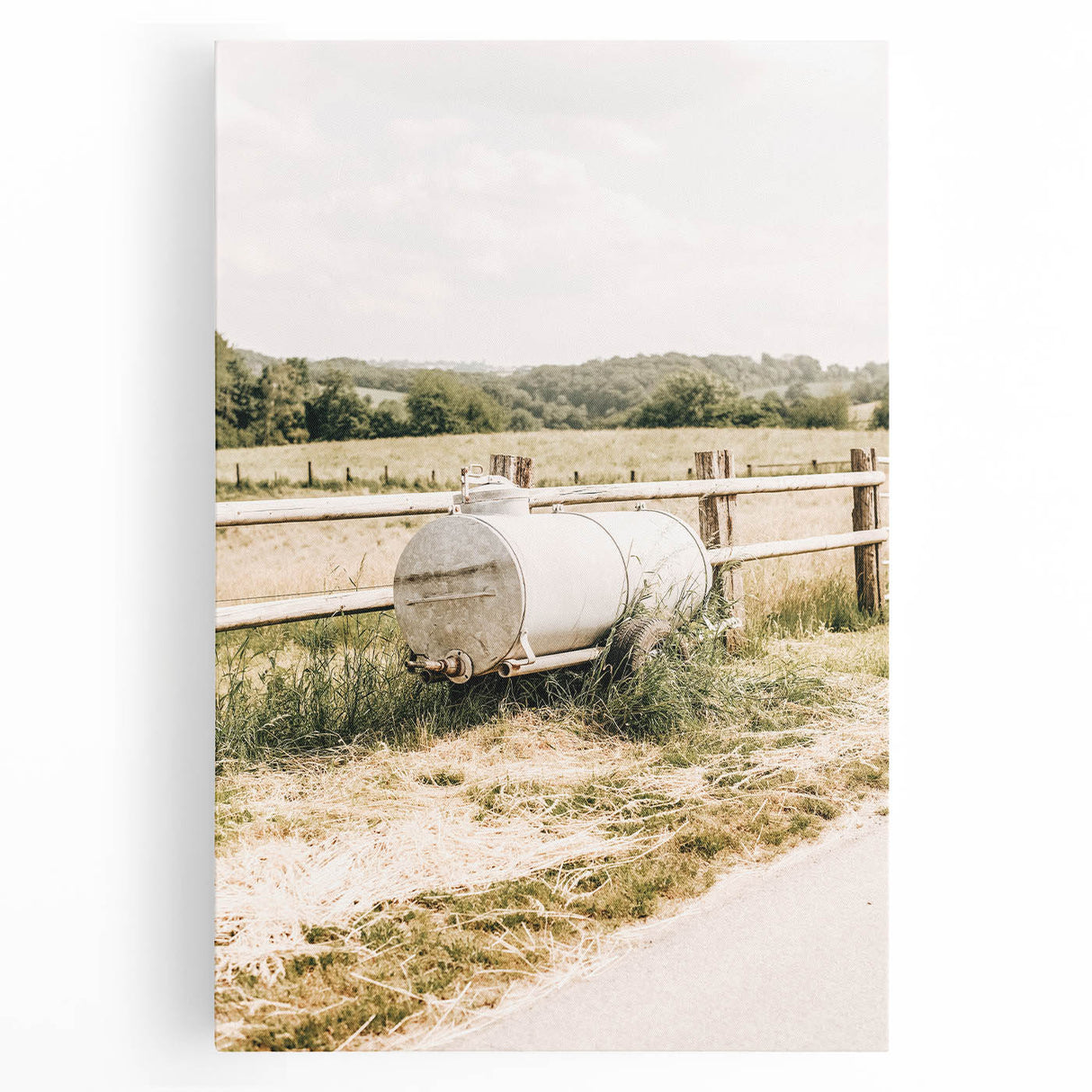 Farmhouse Wall Art – Metal Tank and Fence Print for Rustic Country Decor