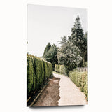 Farmhouse Wall Art – Hedge-Lined Path Print for Rustic Garden Decor