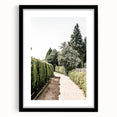 Farmhouse Wall Art – Hedge-Lined Path Print for Rustic Garden Decor