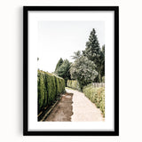 Farmhouse Wall Art – Hedge-Lined Path Print for Rustic Garden Decor