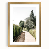 Farmhouse Wall Art – Hedge-Lined Path Print for Rustic Garden Decor