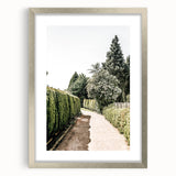 Farmhouse Wall Art – Hedge-Lined Path Print for Rustic Garden Decor