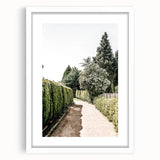 Farmhouse Wall Art – Hedge-Lined Path Print for Rustic Garden Decor