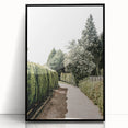 Farmhouse Wall Art – Hedge-Lined Path Print for Rustic Garden Decor