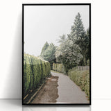 Farmhouse Wall Art – Hedge-Lined Path Print for Rustic Garden Decor