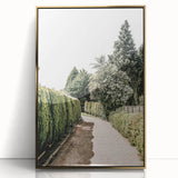 Farmhouse Wall Art – Hedge-Lined Path Print for Rustic Garden Decor