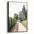 Farmhouse Wall Art – Hedge-Lined Path Print for Rustic Garden Decor