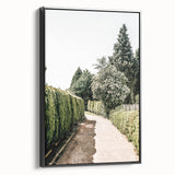 Farmhouse Wall Art – Hedge-Lined Path Print for Rustic Garden Decor