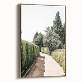 Farmhouse Wall Art – Hedge-Lined Path Print for Rustic Garden Decor