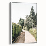 Farmhouse Wall Art – Hedge-Lined Path Print for Rustic Garden Decor
