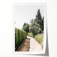 Farmhouse Wall Art – Hedge-Lined Path Print for Rustic Garden Decor