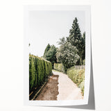 Farmhouse Wall Art – Hedge-Lined Path Print for Rustic Garden Decor