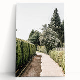 Farmhouse Wall Art – Hedge-Lined Path Print for Rustic Garden Decor