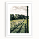 Farmhouse Wall Art – Winding Fence Print for Rustic Country Decor