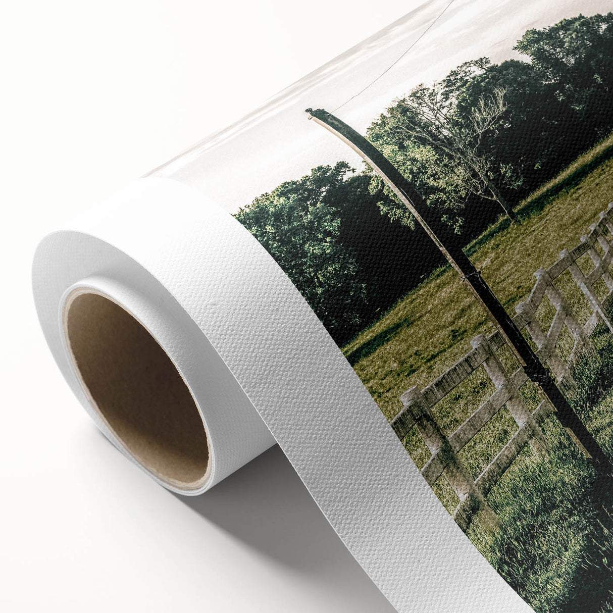 Farmhouse Wall Art – Winding Fence Print for Rustic Country Decor