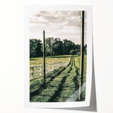 Farmhouse Wall Art – Winding Fence Print for Rustic Country Decor